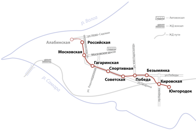 Первая линия Самарского метрополитена (действующая)
